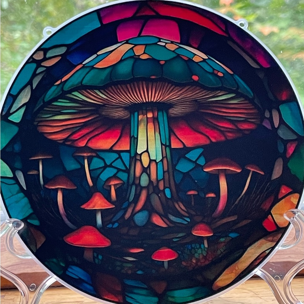 Colourful Round Suncatcher Mushroom Home Decor Gift